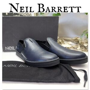 NIB NEIL BARRETT SLIP ON LOGO THUNDERBOLT IN MIDNIGHT NAVY